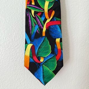 Rush Limbaugh Mens Neck Tie Colorful Floral 90s No Boundaries 100% Silk